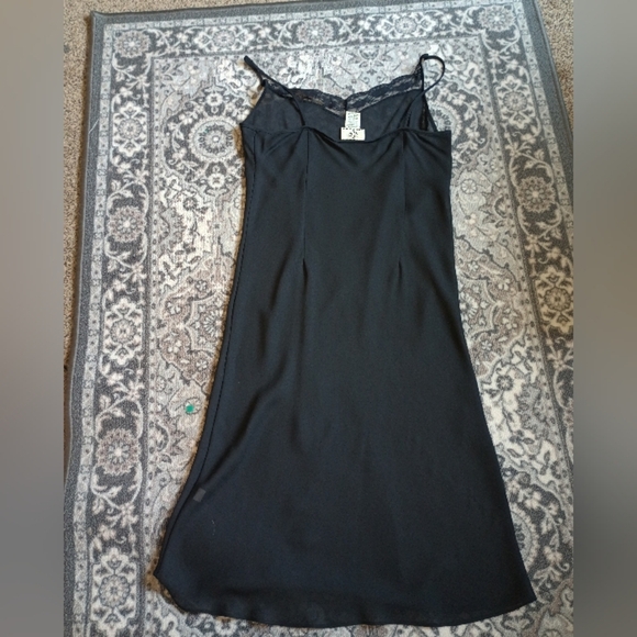Vintage Y2K Ice Slip Dress Size 10 Lace Black Sheer Whimsigoth Feminine - Picture 2 of 11